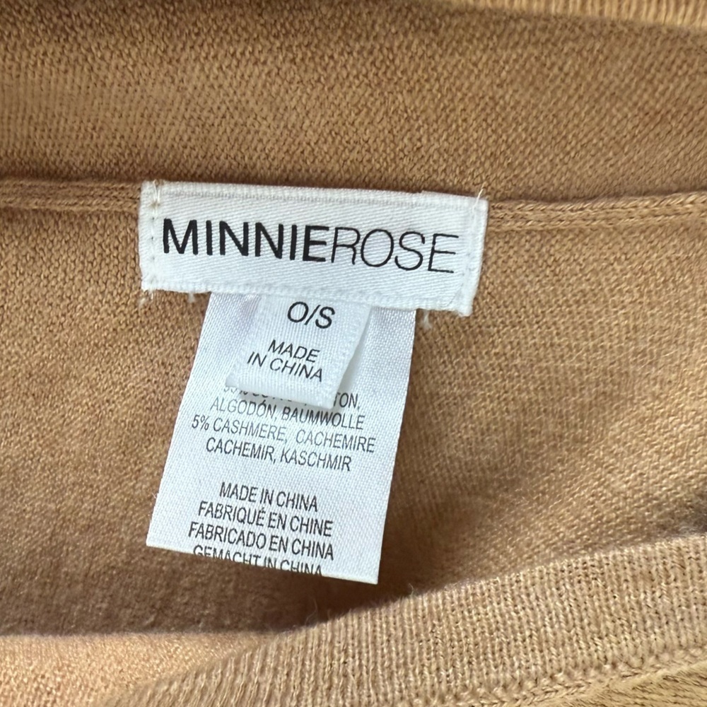 Minnie Rose Cotton Cashmere Topper Knit Cardigan Sweater Brown Sugar One Size - Picture 7 of 13
